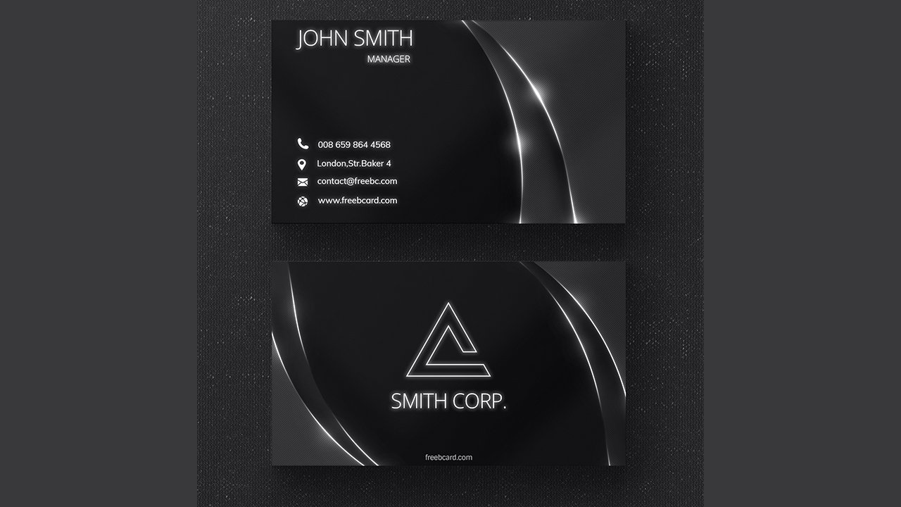 Black business card with glossy lines – PSD Free Download
