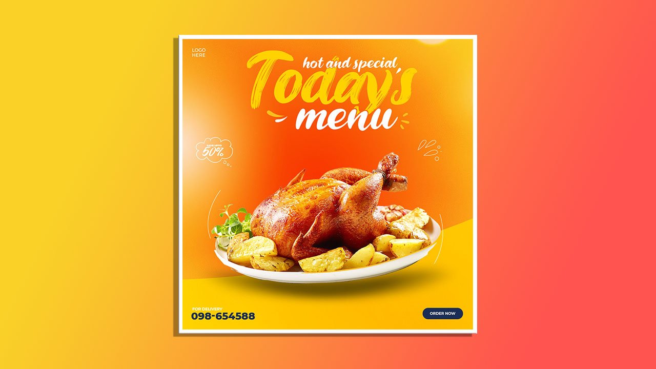 Food social media promotion instagram banner post design template