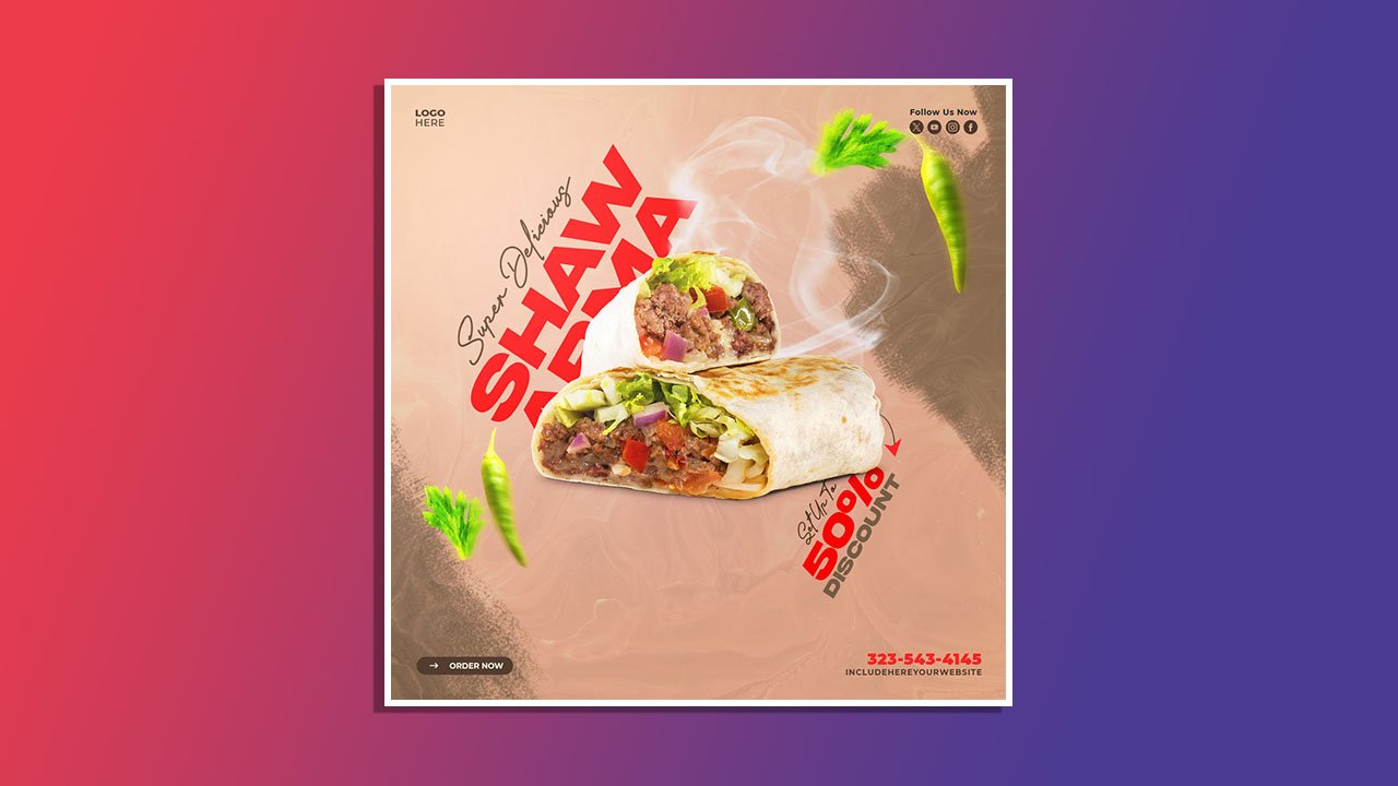 Food menu restaurant social media banner instagram post template