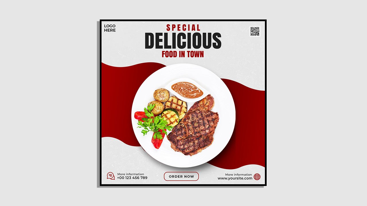 Delicious food menu social media template