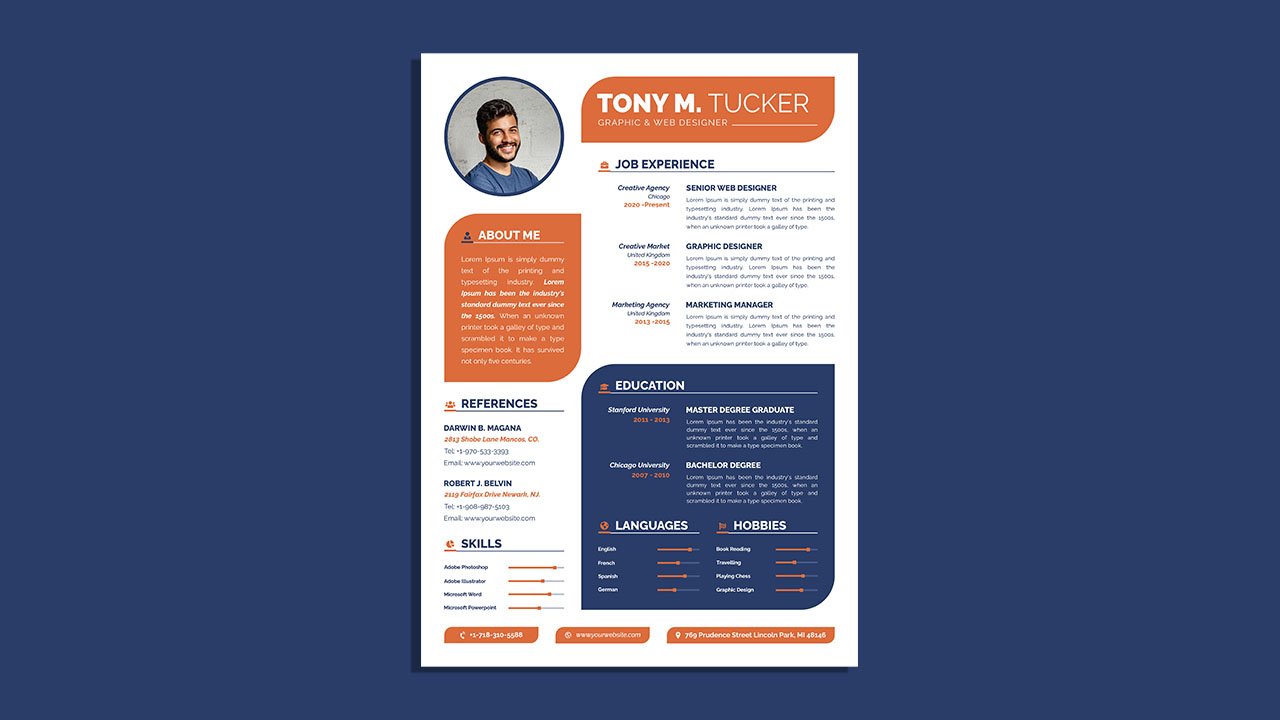 Clean modern resume portfolio cv template