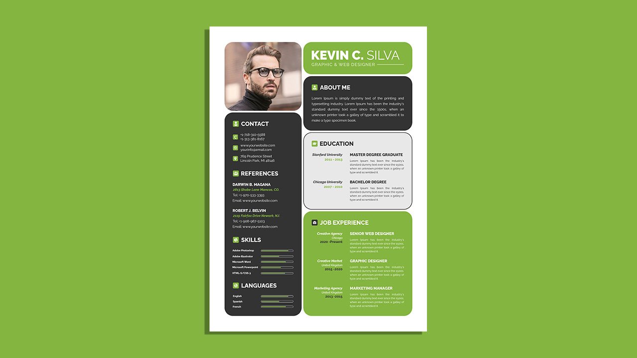 Clean modern resume portfolio cv template