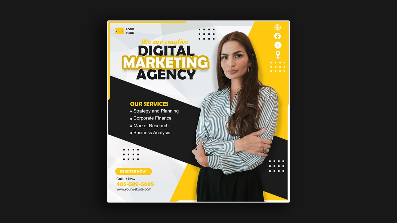 Digital marketing agency social media post template - PSD File Free Download