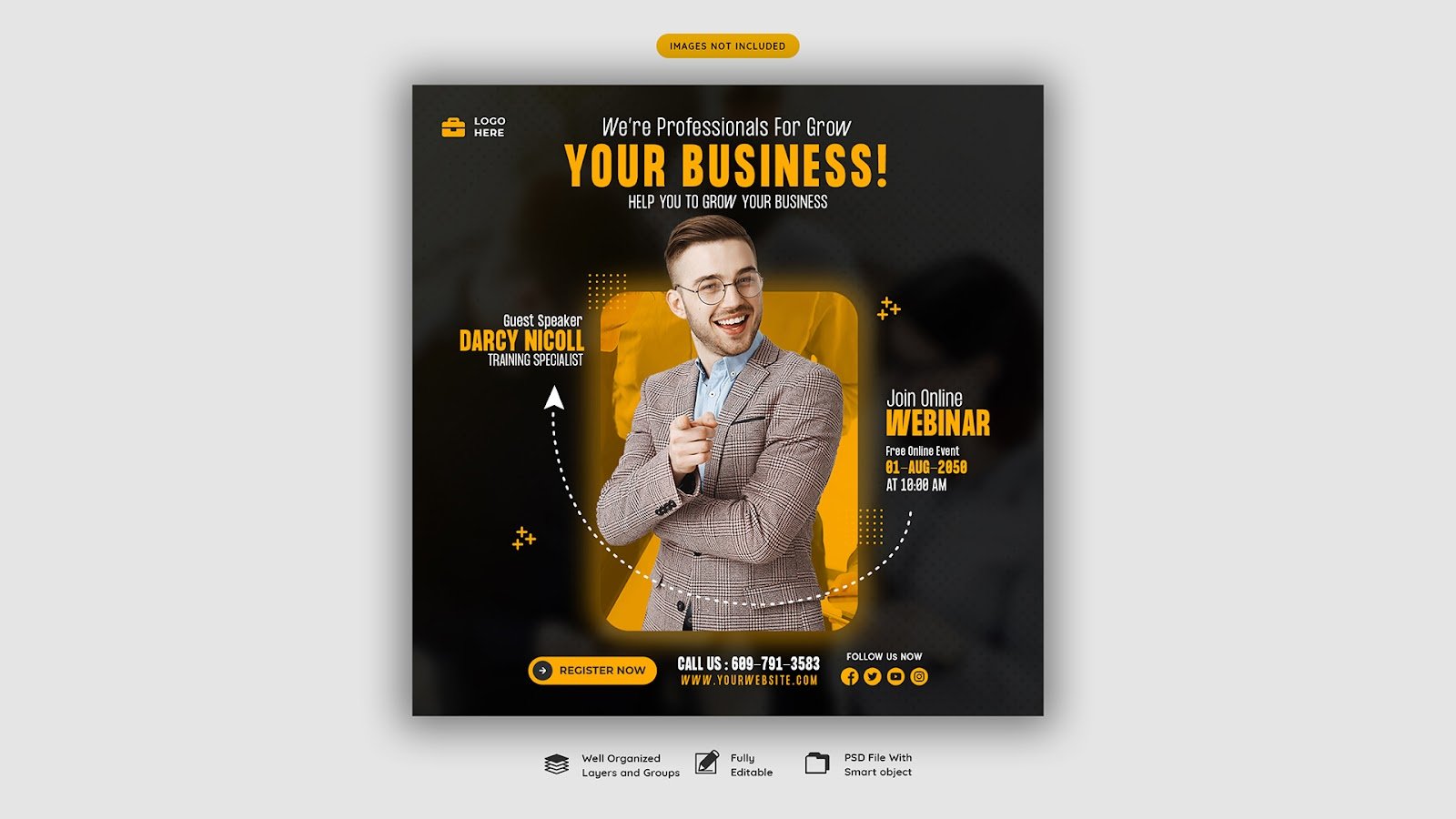 Digital Marketing Live Webinar Corporate Social Media Post Template – PSD Free Download