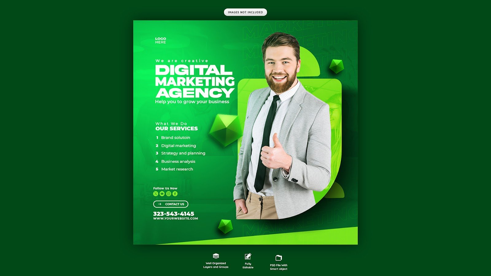 Digital marketing agency corporate social media banner Instagram post template - PSD Free Download