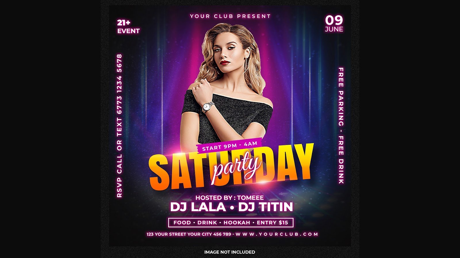 Club DJ party flyer social media post – PSD Free Download