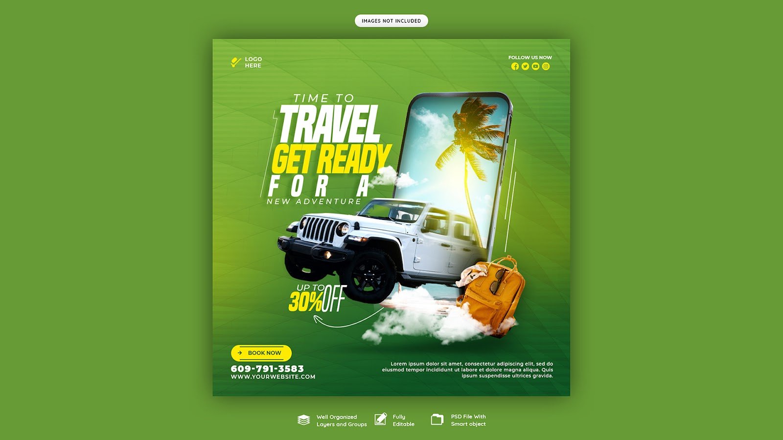 Travel tourism Instagram post social media post template – PSD Free Download