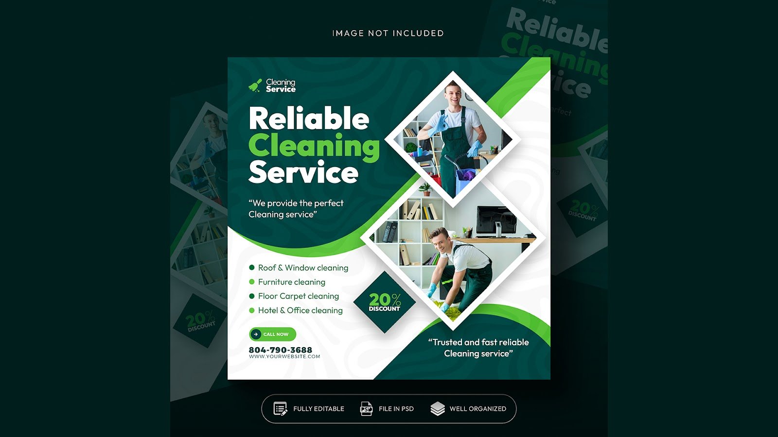 Cleaning service square social media post Instagram poster template - PSD Free Download