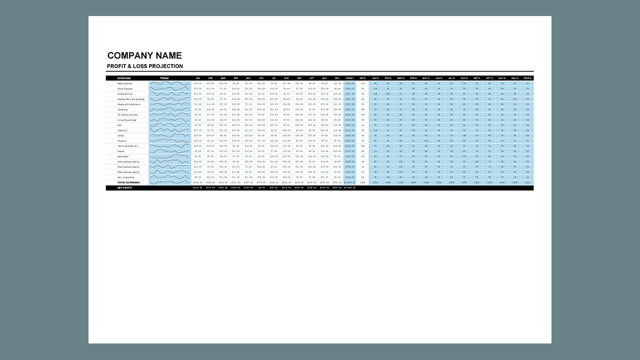 Profit and loss income statement – Excel Templates Free Download
