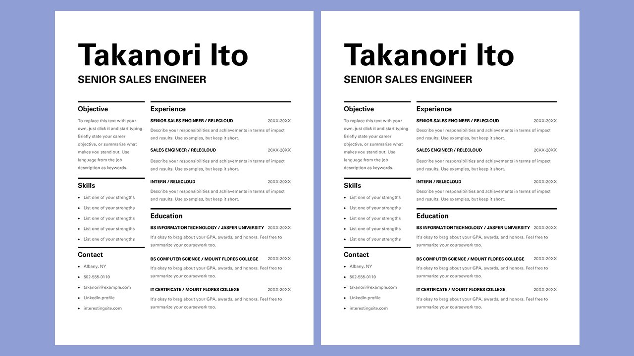 Free Modern bold sales resume Concept Word document templates – Microsoft Word Templates Free Download