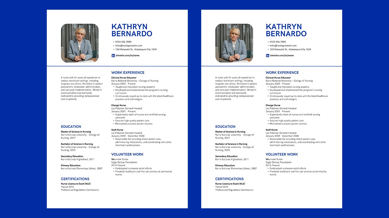 Nurse Resume in White Blue Simple Lined Style - CV Templates Free Download