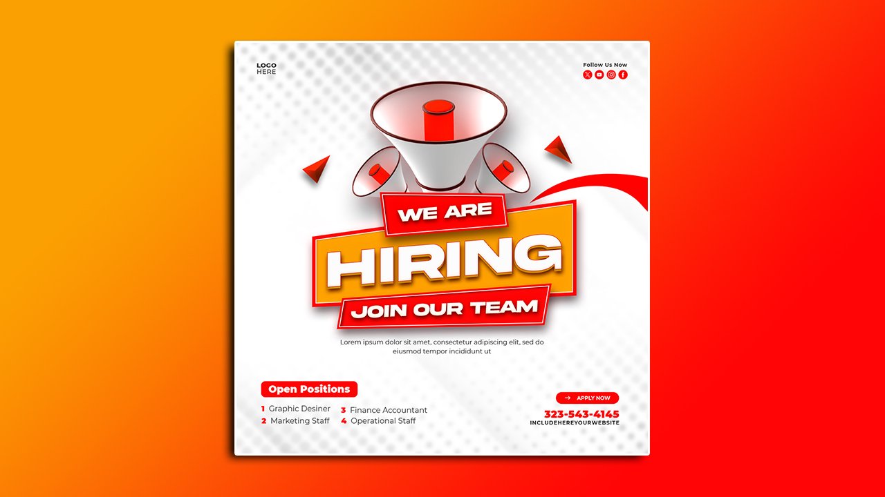 We are hiring job vacancy social media banner or Instagram post template