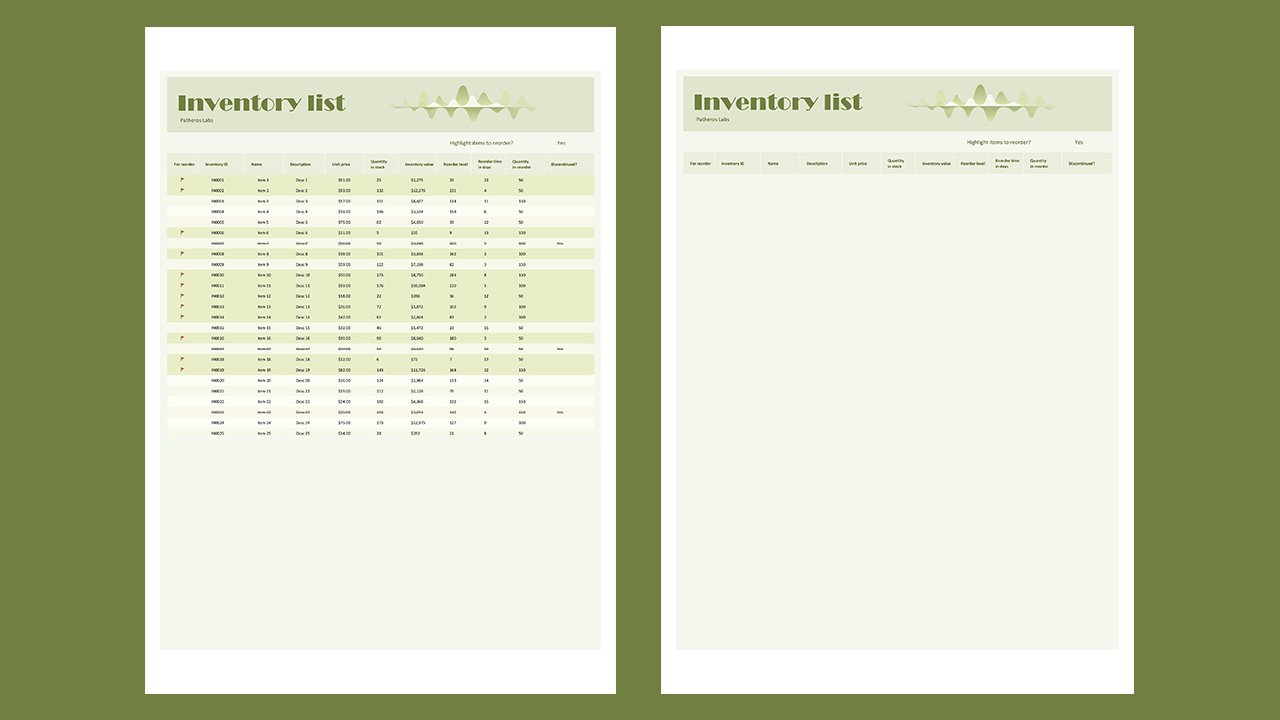 Inventory list with highlighting – Excel Templates Free Download