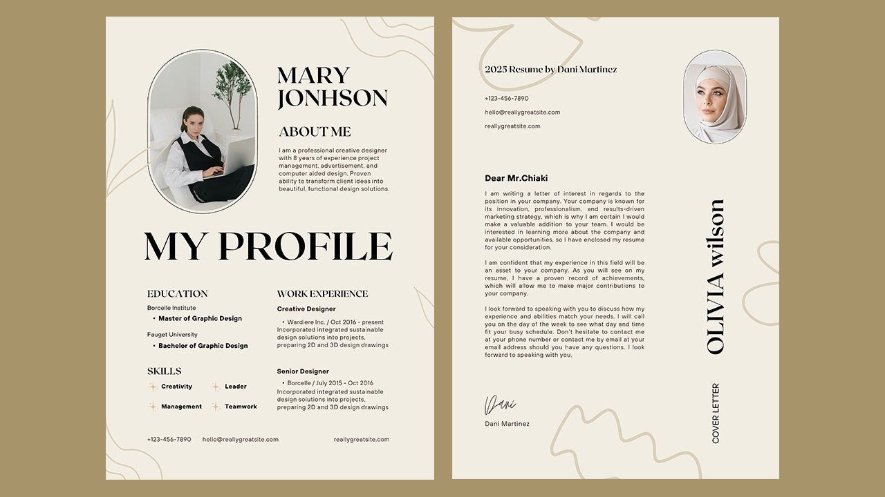 Beige Modern with Abstract Element Creative Resume – CV Templates Free Download