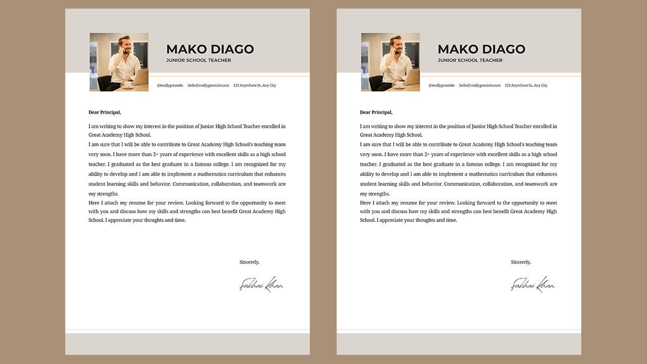 White Simple Text Layout Junior School Teacher Cover Letter – CV Templates Free Download