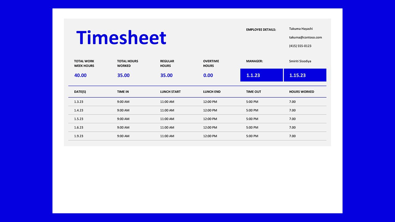 Timesheet weekly – Excel Templates Free Download