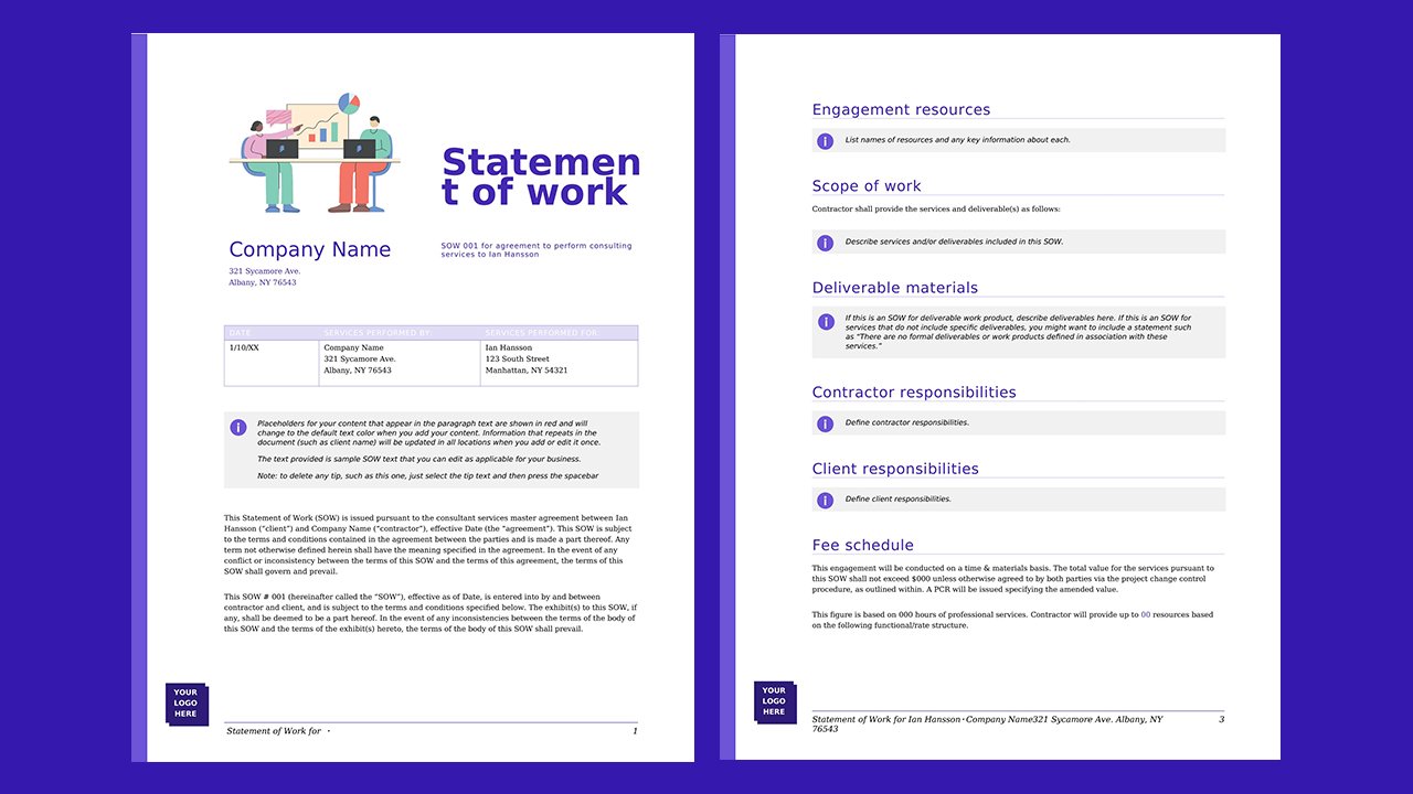 Free Statement of work modern design Concept Word document templates – Microsoft Word Templates Free Download