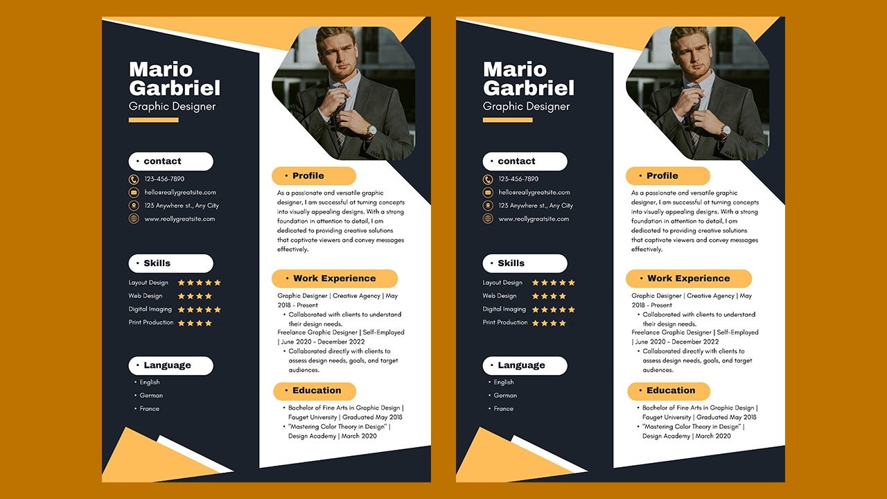 Orange Black and White Corporate Graphic Designer Resume A4 - CV Templates Free Download