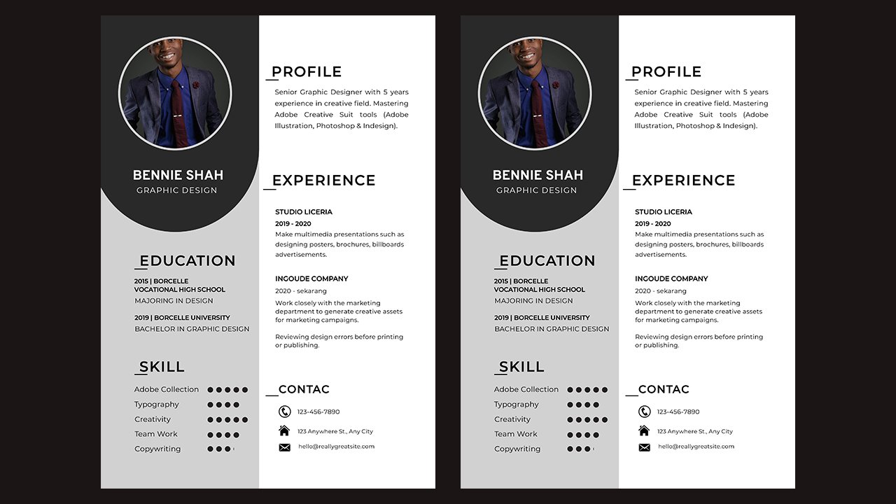 Grey And White Modern Graphic Design Resume - CV Templates Free Download