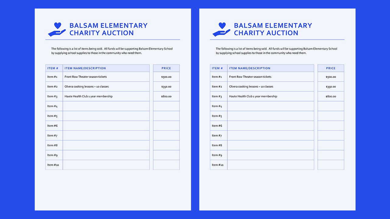 Free Fundraising price list Concept Word document templates – Microsoft Word Templates Free Download