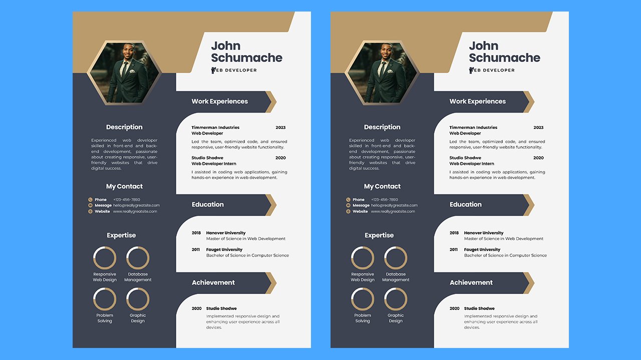 Beige Dark Gray Minimalist Web Developer Resume – CV Templates Free Download