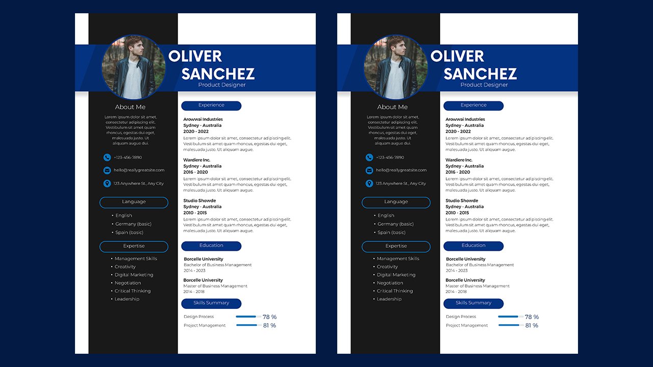 Black Modern Professional Resume – CV Templates Free Download