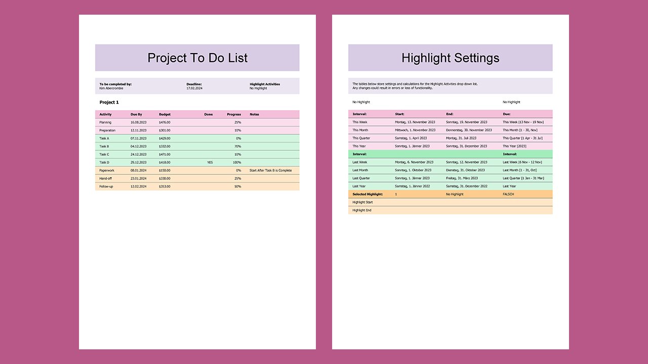 Project to do list – Excel Templates Free Download