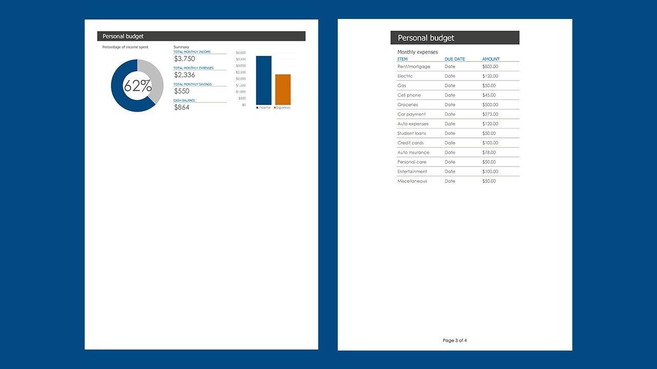 Personal budget – Excel Templates Free Download