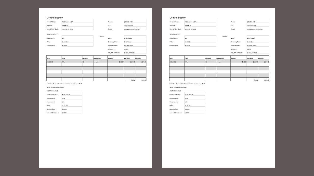 Billing statement – Excel Templates Free Download