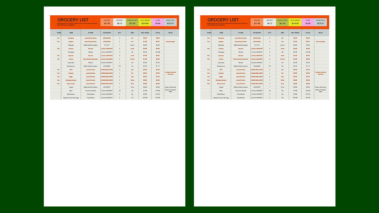 Grocery list – Excel Templates Free Download