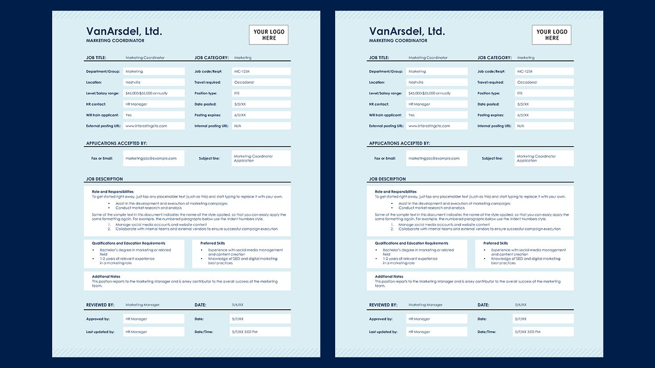 Free Job description form Concept Word document templates – Microsoft Word Templates Free Download