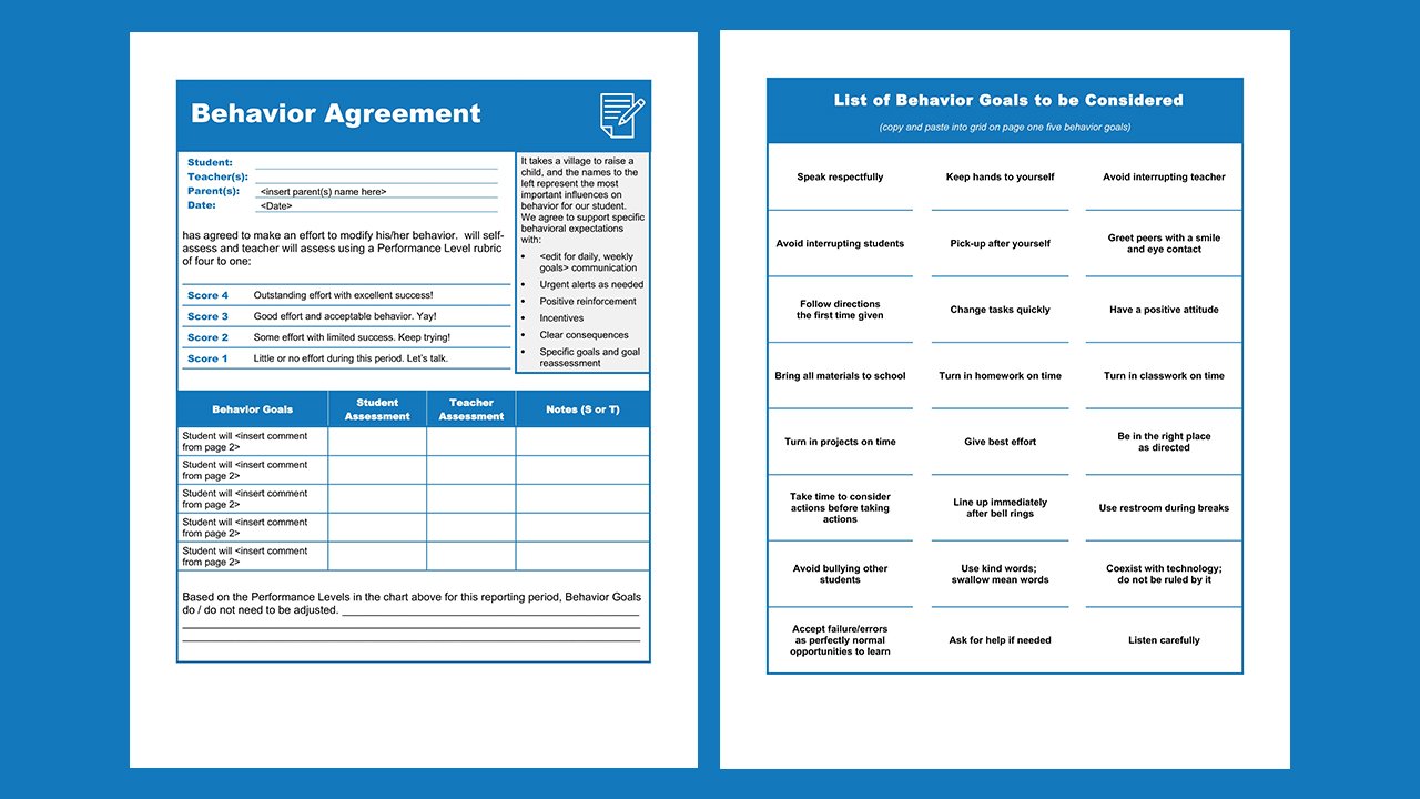 Free Behavior agreement Concept Word document templates – Microsoft Word Templates Free Download