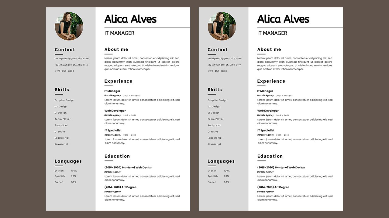 Grey Simple Modern Minimalist Web Developer CV Resume A4 Document - CV Templates Free Download