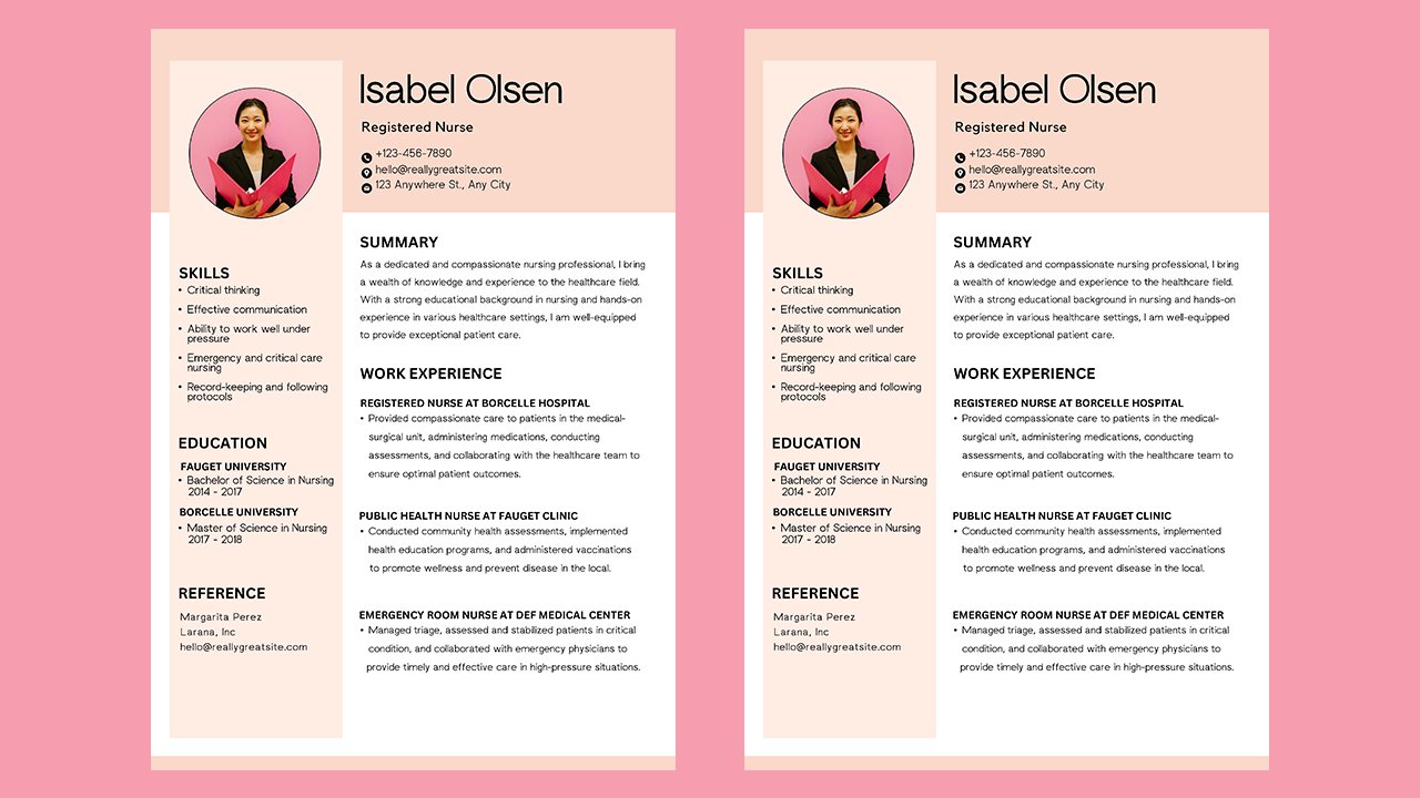 Peach Simple Modern Nursing Resume - CV Templates Free Download