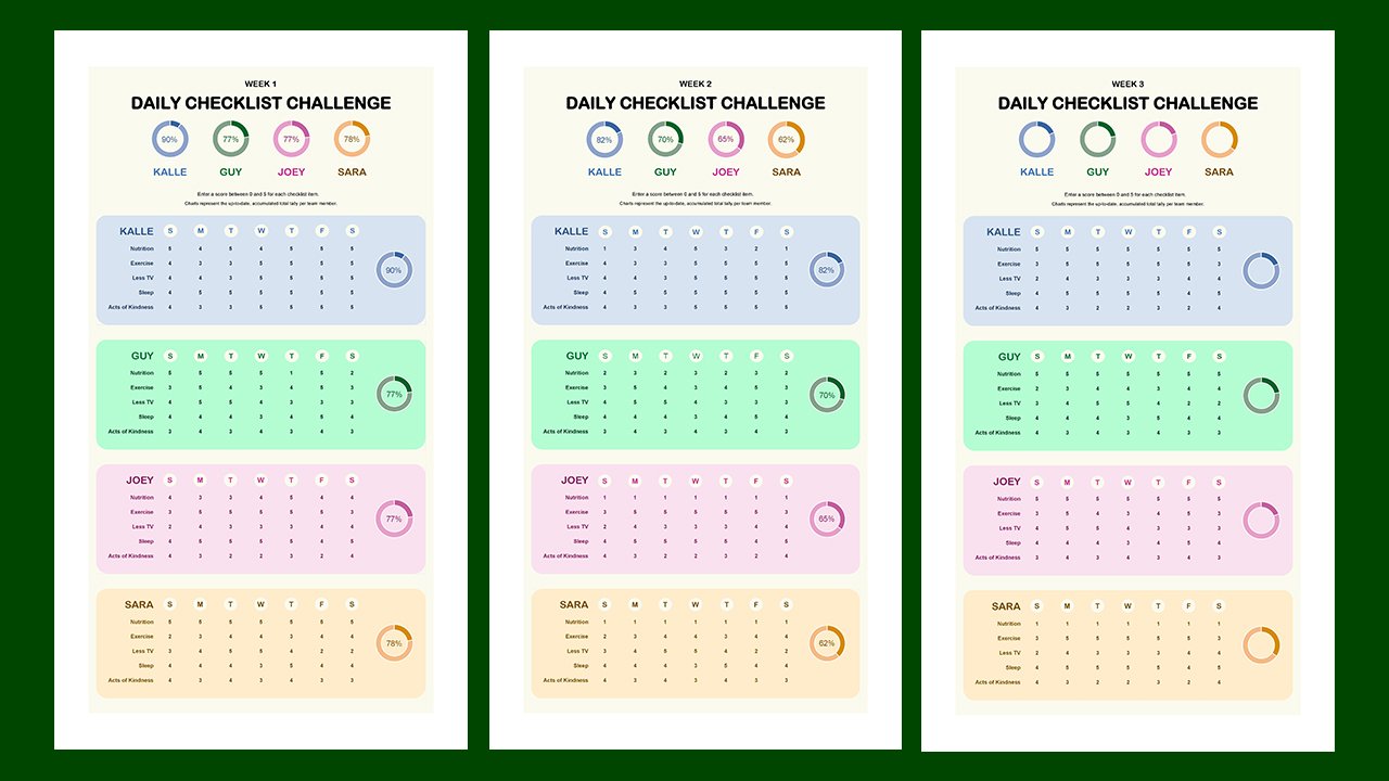 Daily checklist challenge – Excel Templates Free Download