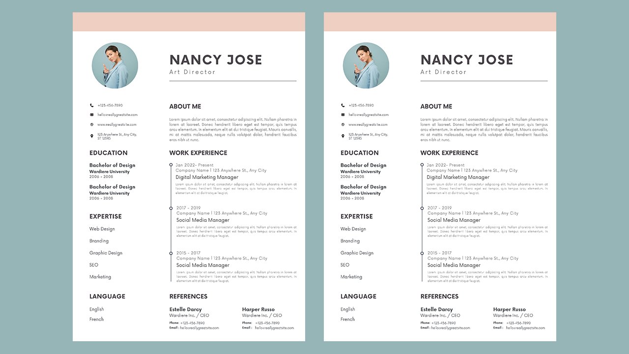 Minimalist Modern Professional CV Resume - CV Templates Free Download
