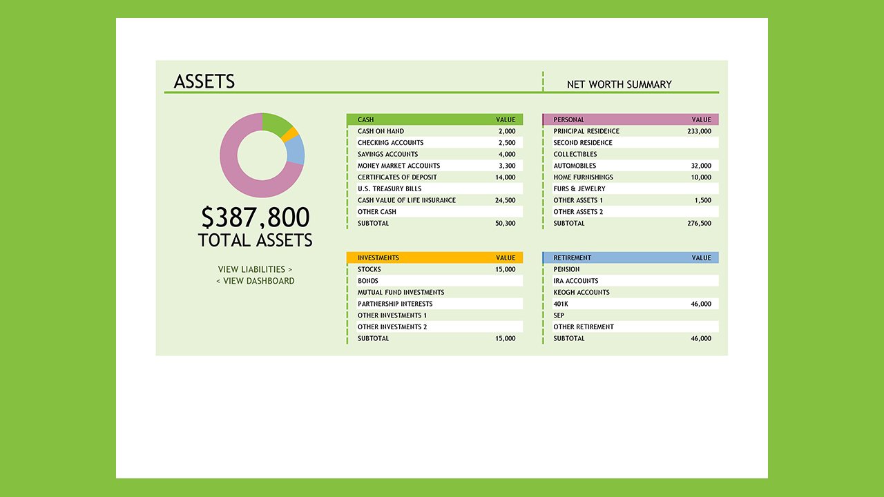 Net worth summary – Excel Templates Free Download