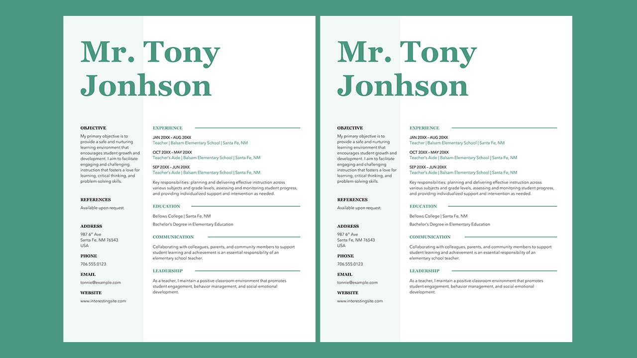 Free Stylish Teaching Resume Concept Word document templates – Microsoft Word Templates Free Download