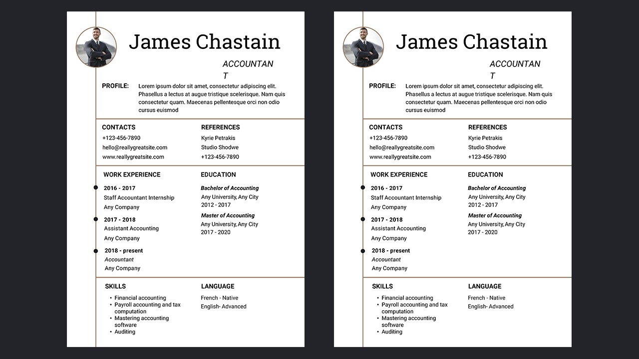 White And Beige Professional Clean Accountant CV Resume - CV Templates Free Download