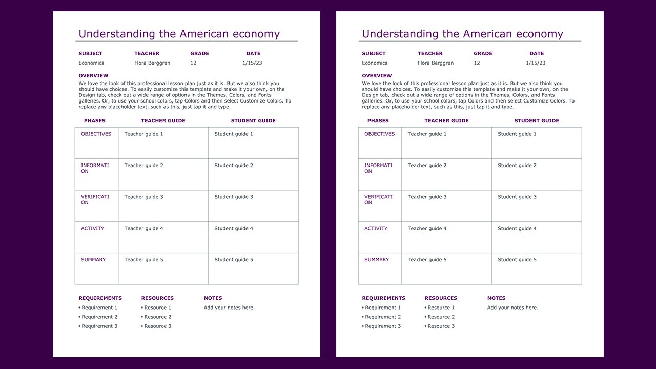 Free Daily lesson planner color Concept Word document templates – Microsoft Word Templates Free Download
