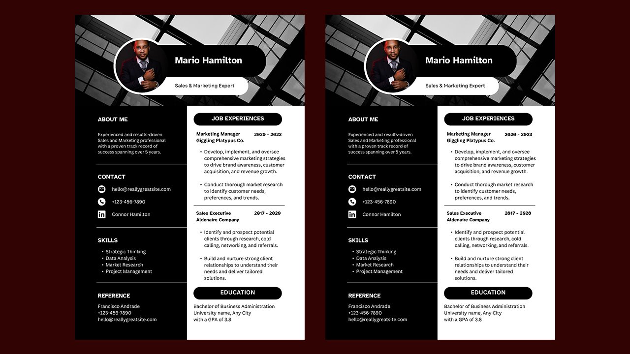 Black and White Elegant Digital Marketing Resume – CV Templates Free Download