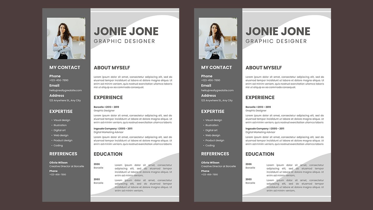 Grey White Modern Graphic Designer Resume – CV Templates Free Download