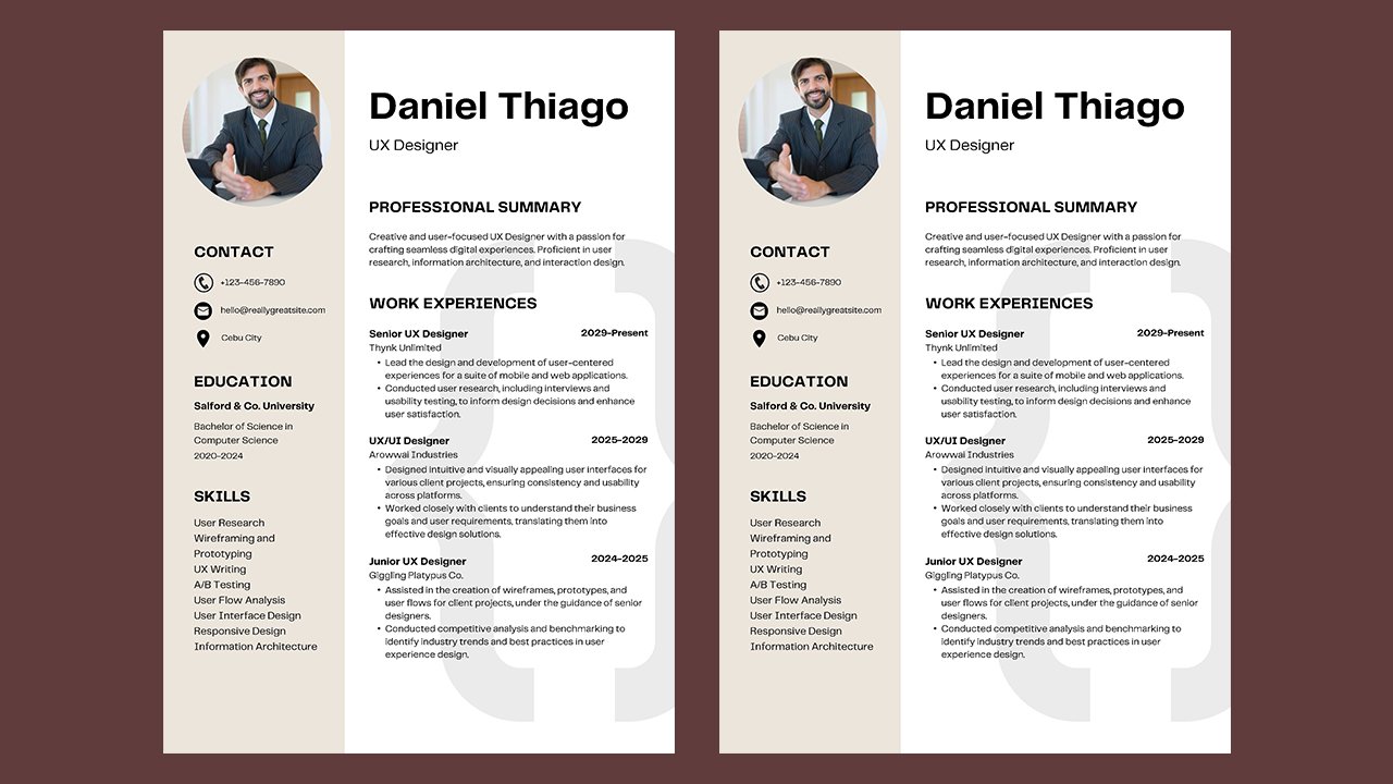 White Beige and Grey Simple Infographic Resume – CV Templates Free Download