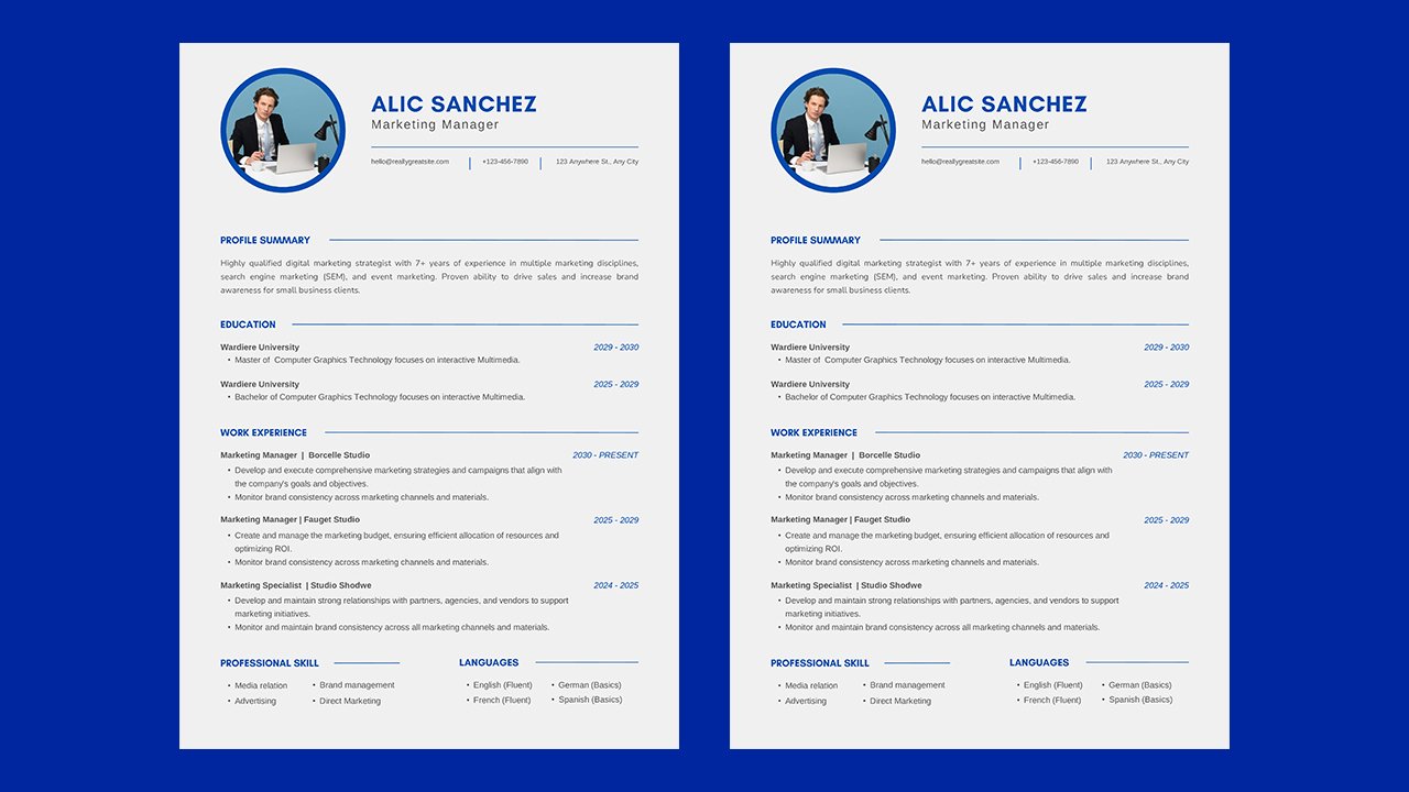 Blue Simple Professional CV Resume – CV Templates Free Download