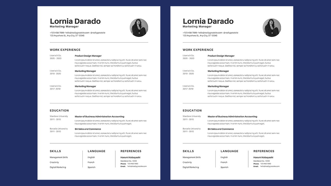 Black and White Minimalist Resume - CV Templates Free Download