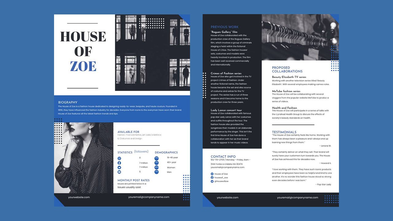 Fashion Media Kit Template A4 – Indesign Templates Free Download