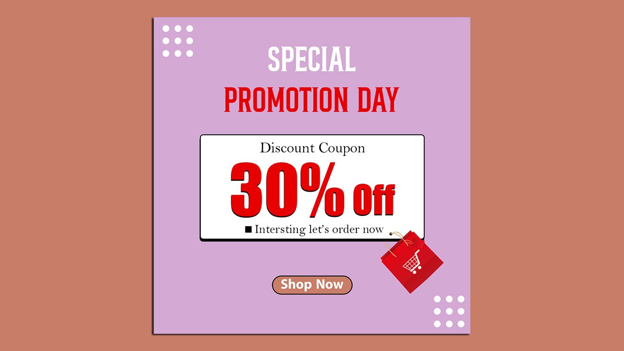 Promotion Coupon Instagram Post Template - PSD File Free Download