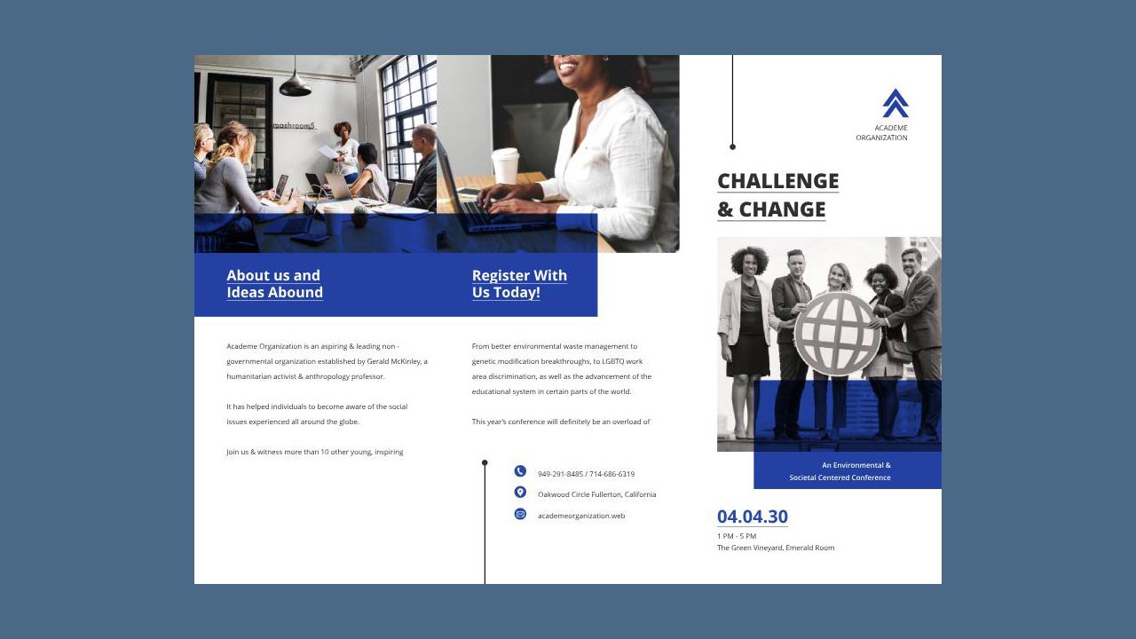 Corporate fundraising event Tri-Fold brochure template A4 – Indesign Templates Free Download