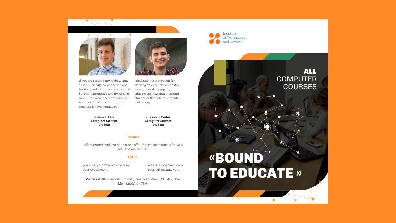 Computer Course Bi-Fold Brochure A4 – Indesign Templates Free Download
