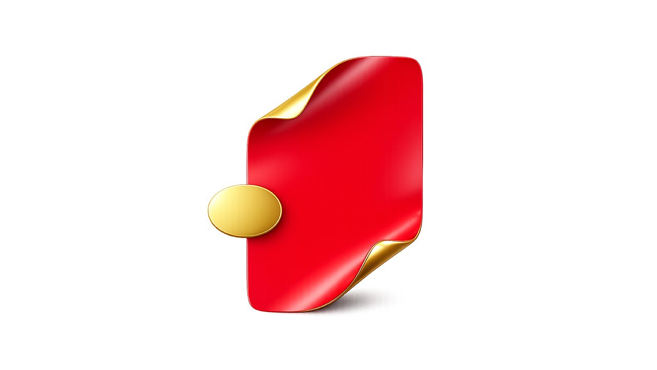 Red Tag with Gold Curl and Button PNG Download – Free High-Quality Transparent Label for Design & Branding